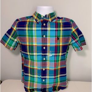 Boys Ralph Lauren Short Sleeve Button Down Size 10-12